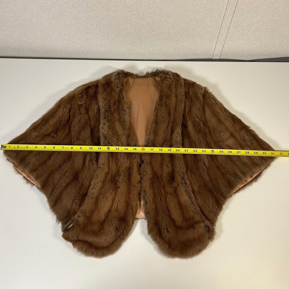 vintage 1950's/1960's brown short cropped mink fur shawl luxurious capelet - Picture 10 of 10